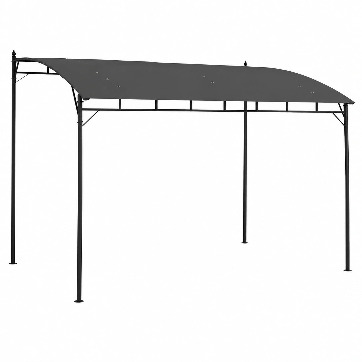 Outsunny Gazebo Pergola in Metallo con Tetto in Poliestere e Drenaggio, 400x296x262 cm, Grigio Scuro