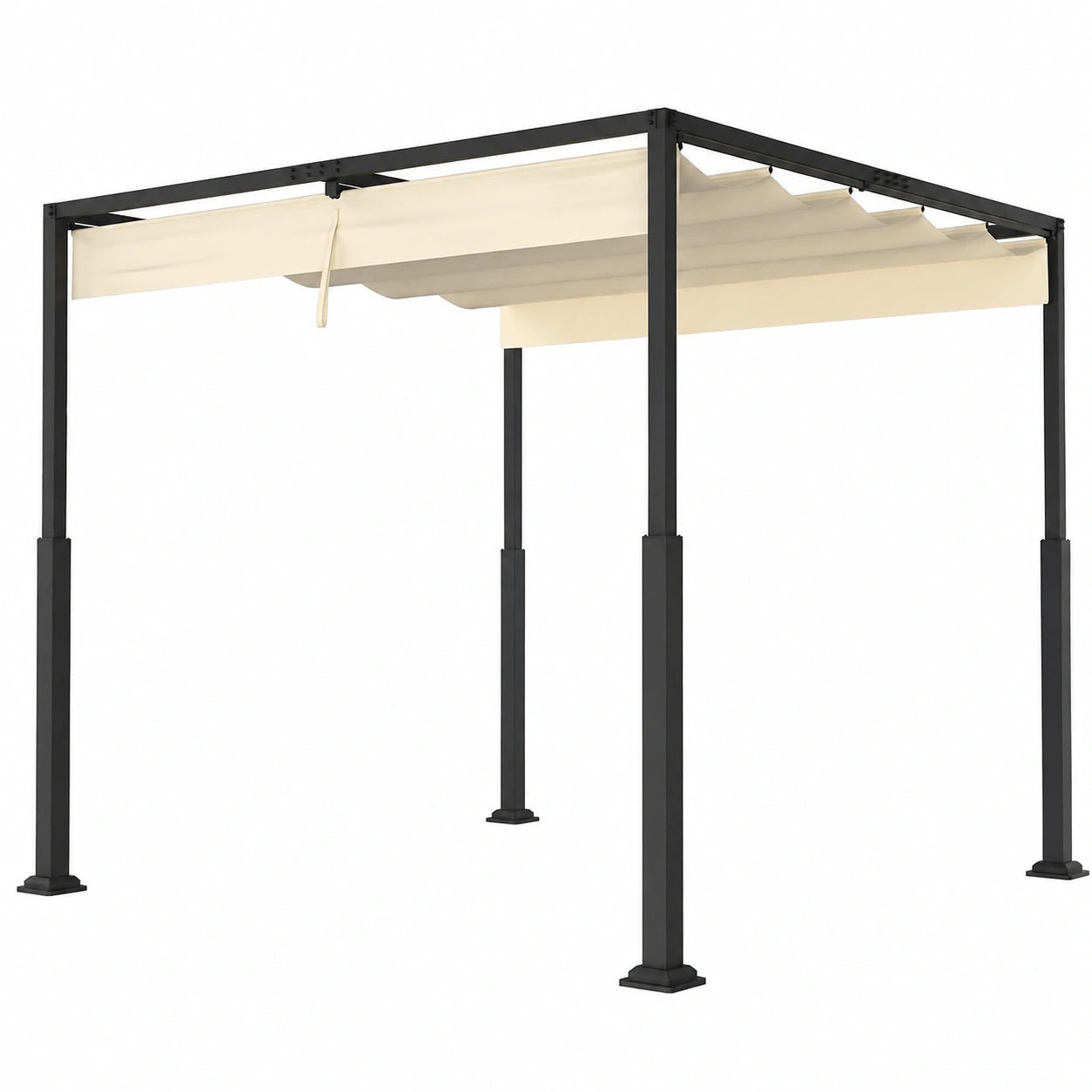 Pergola 3x3m FIVMEN, Gazebo Impermeabile e Stabile per Esterni, Ombreggiatura Regolabile, Protezione Solare per Giardino e Balcone, Colore Beige
