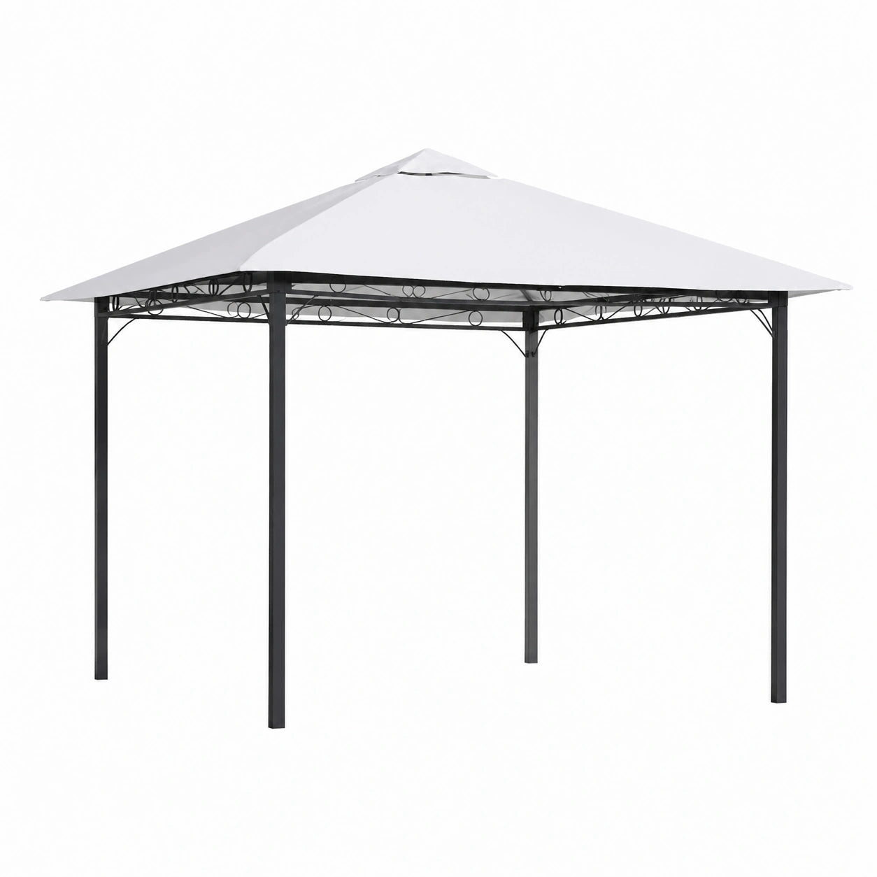 Gazebo in Ferro Verniciato 3x3 m con Telo in Poliestere Bianco