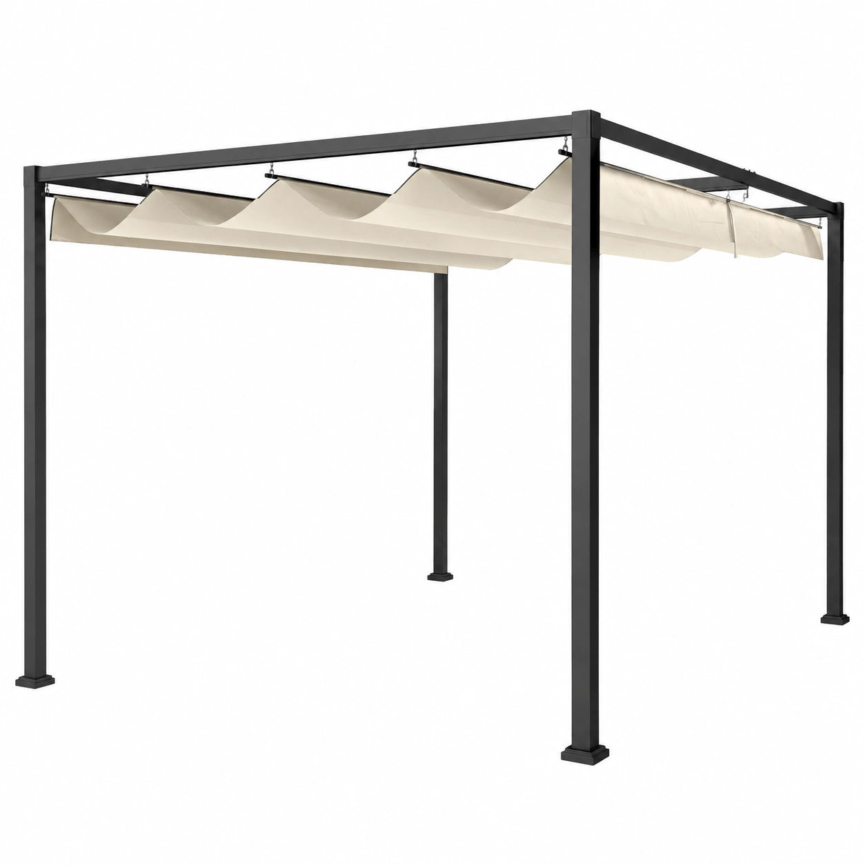 Pergola Outsunny 3x2 m con Tenda Retrattile e Struttura in Poliestere e Metallo