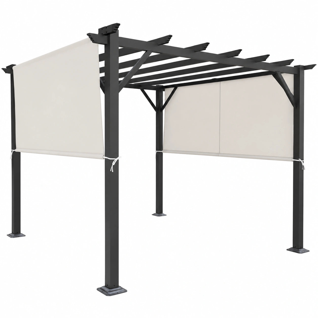 Gazebo Pergola 3x3 in Alluminio Antracite con Tetto Bianco