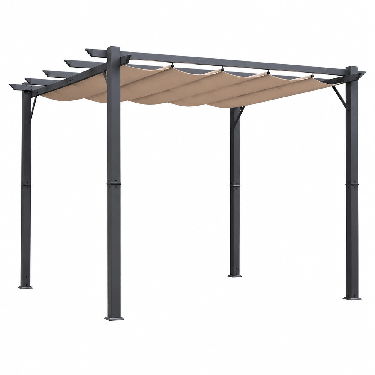 Gazebo da Giardino in Alluminio 3x3m con Tettuccio Regolabile UV, Grigio