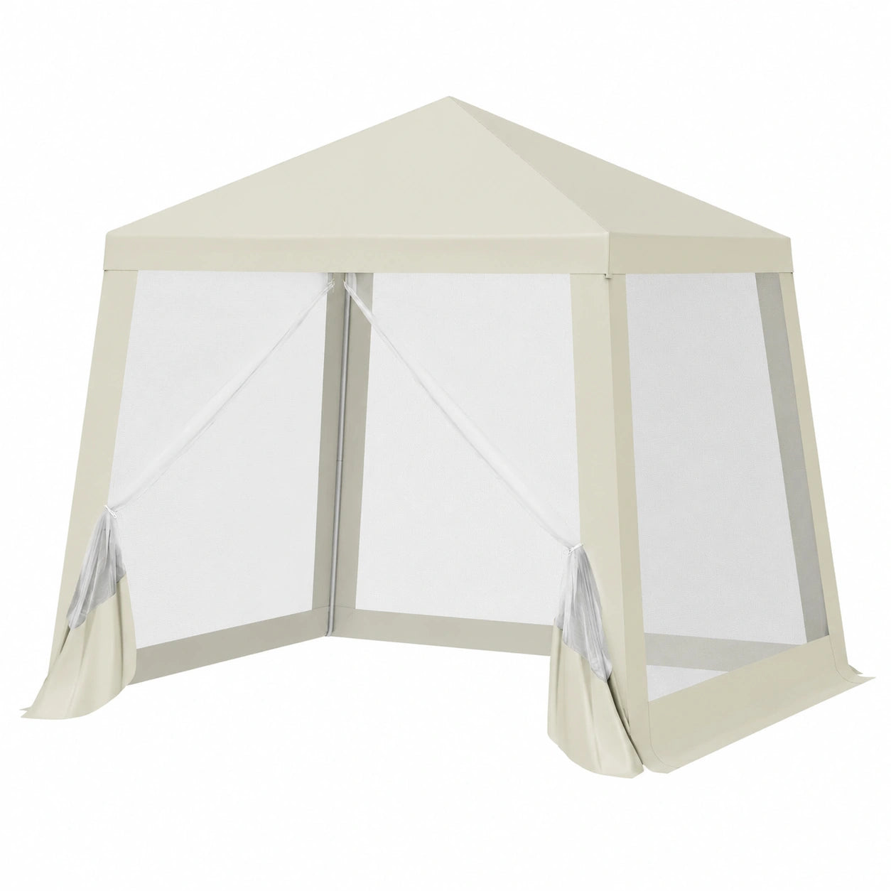 Gazebo Impermeabile Pieghevole 3x3 con Zanzariera, Pergola da Giardino per Feste e Campeggio, Beige