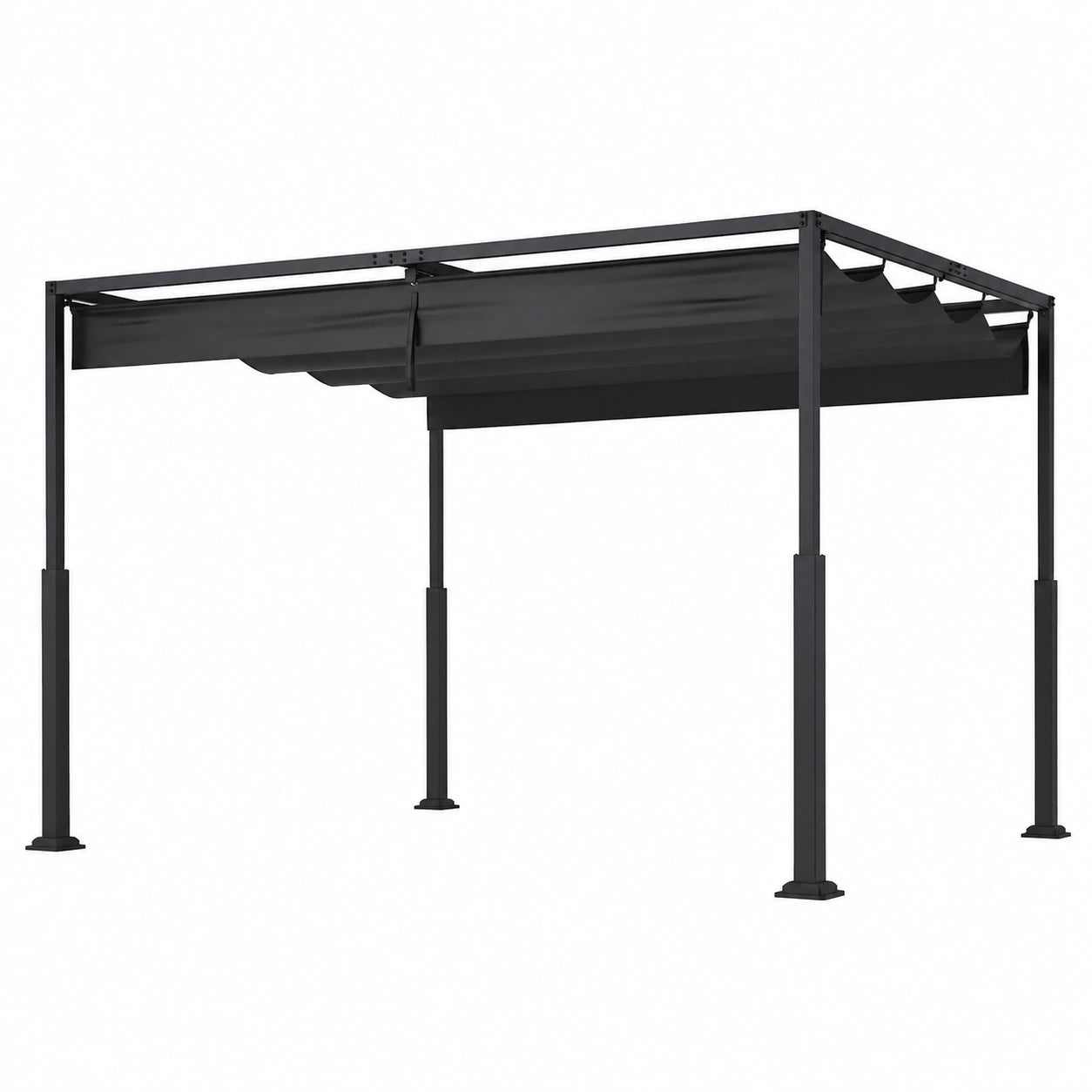 Gazebo da Giardino Autoportante ACXIN con Tetto Scorrevole e Protezione Solare, 3x4 m, Nero