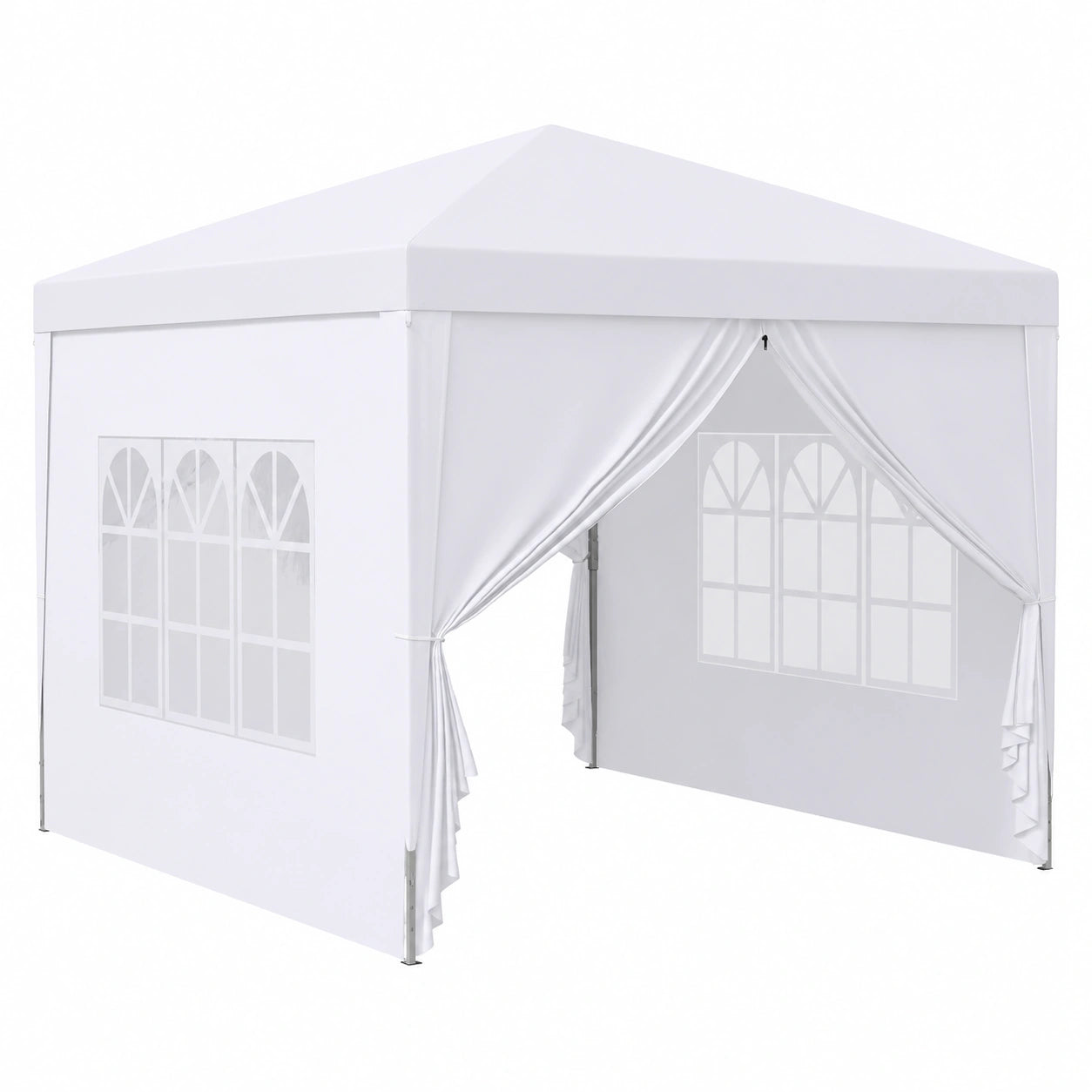 Gazebo Pieghevole 3x3 Outsunny con Finestre e Pannelli Laterali, Bianco