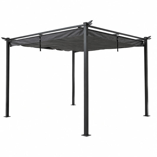 Gazebo in metallo con tetto retrattile 3x6m - Colore antracite