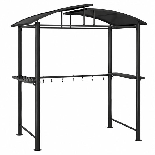 Gazebo per Barbecue in Acciaio con Ripiani Laterali Antracite 210x114x230 cm
