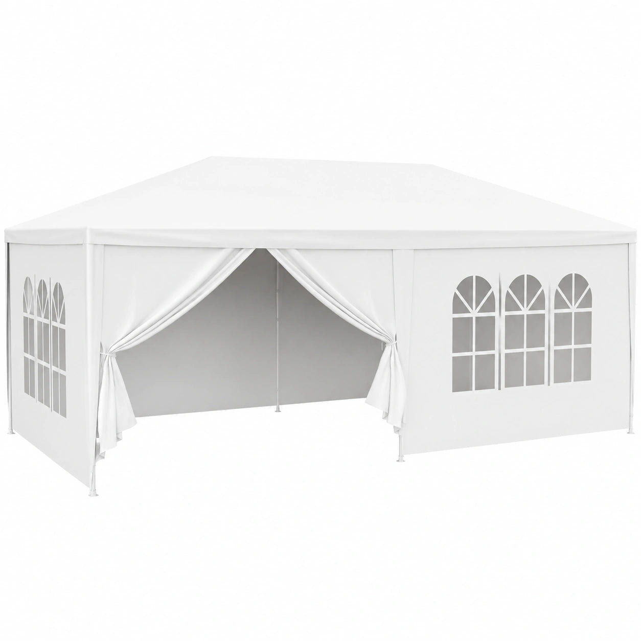 Gazebo da Esterno 6x3m con Pareti Rimovibili e Finestre, Perfetto per Feste, Bianco