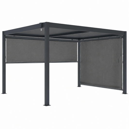 Pergola bioclimatica Windsor in alluminio con tende laterali, 3x4 m, Grigio