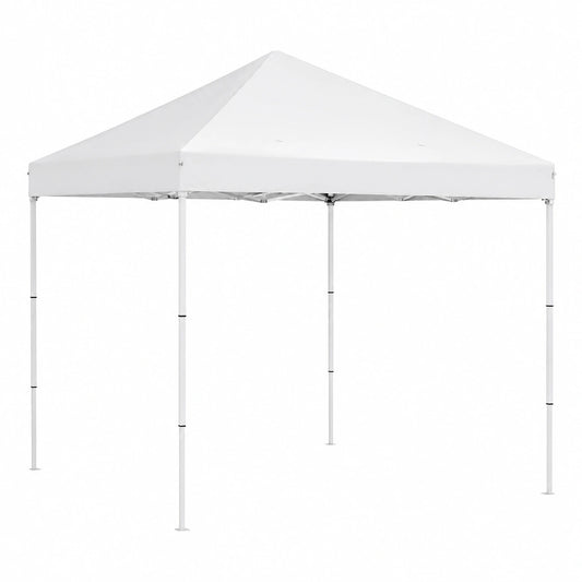 Gazebo Pieghevole 2,5x2,5m Outsunny con Fori Drenaggio e Borsa, Acciaio e Tessuto Oxford per Esterni, Bianco