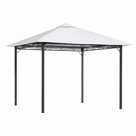 Gazebo in Ferro Verniciato 3x3 m con Telo in Poliestere Bianco