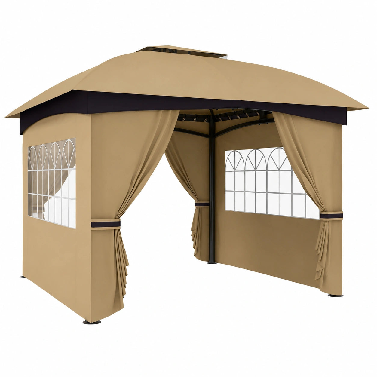 Gazebo da Giardino Outsunny 3.4x3.4 m con Finestre UV Resistenti