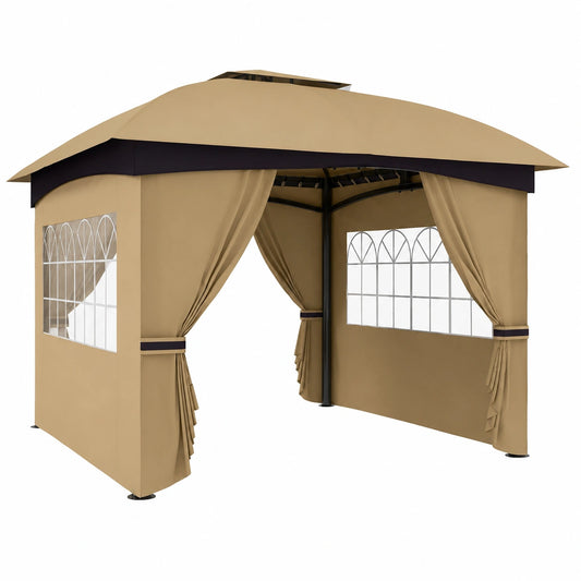 Gazebo da Giardino Outsunny 3.4x3.4 m con Finestre UV Resistenti