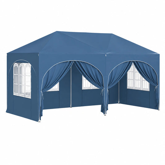 Gazebo Pieghevole 3x6m con Pareti Laterali Idrorepellenti e Anti-UV, Altezza Regolabile, Custodia Inclusa