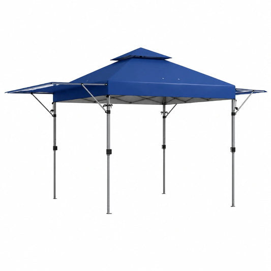 Gazebo Pieghevole 5x3 m con Pareti Estensibili e Doppio Tetto Blu