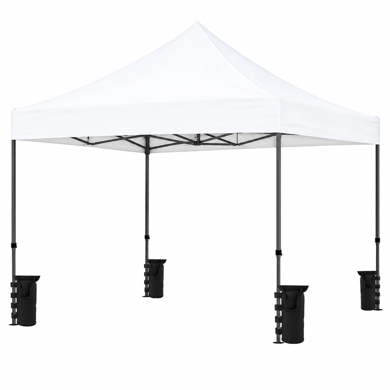 Tenda Gazebo 3x3m Pieghevole in Acciaio con Rivestimento Impermeabile e Anti-UV, Inclusa Borsa e Sacche Zavorra per Eventi (Bianco)