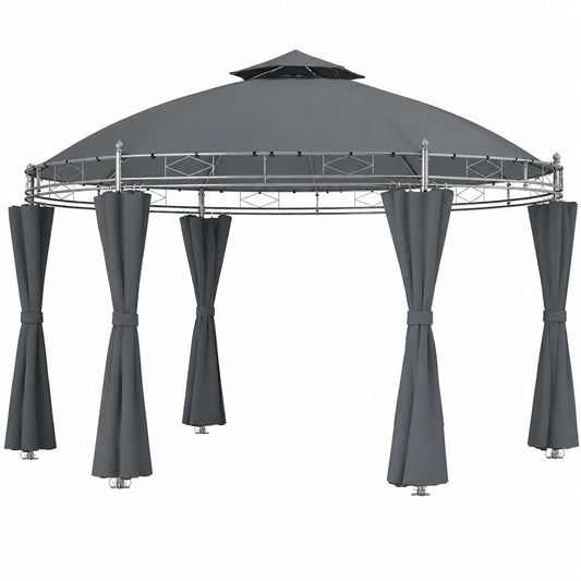 Gazebo da Giardino Tectake Deluxe con Teli Laterali, Impermeabile e Resistente ai Raggi UV, Design Elegante - Antracite