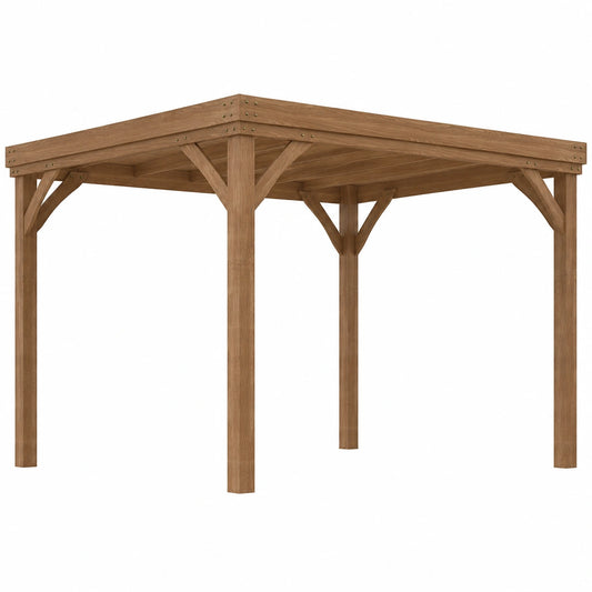 Gazebo Indipendente 4x3m in Legno di Abete per Terrazza - Colore Marrone