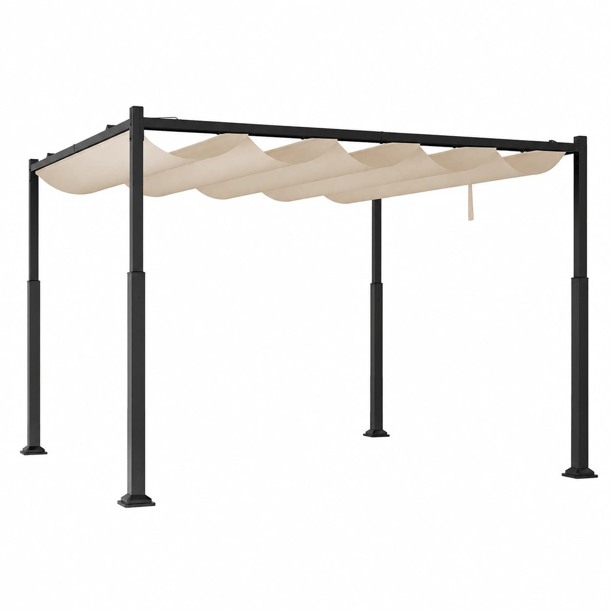 Pergola da Giardino 310x310 cm, Tettuccio Scorrevole, Struttura Resistente, per Esterni