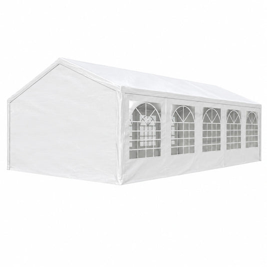 Gazebo per Eventi 5x10 m Bianco, Impermeabile con Protezione UV, Tenda da Giardino per Feste ed Esterni