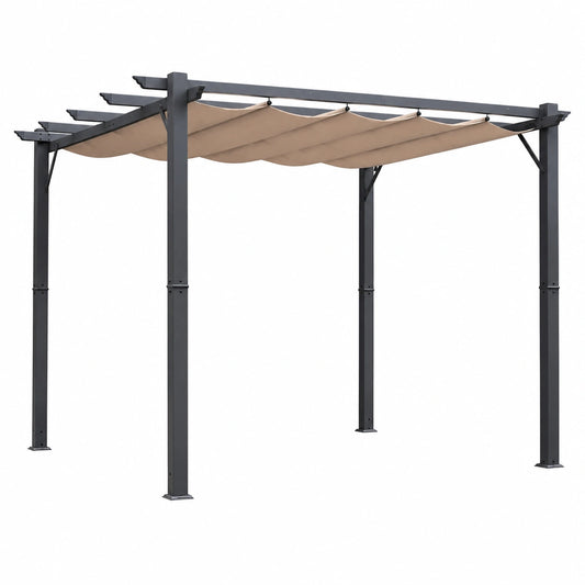 Gazebo da Giardino in Alluminio 3x3m con Tettuccio Regolabile UV, Grigio