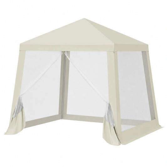 Gazebo Impermeabile Pieghevole 3x3 con Zanzariera, Pergola da Giardino per Feste e Campeggio, Beige