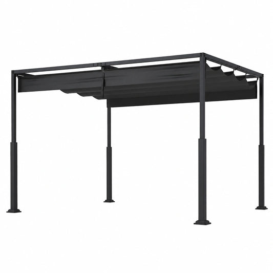 Gazebo da Giardino Autoportante ACXIN con Tetto Scorrevole e Protezione Solare, 3x4 m, Nero