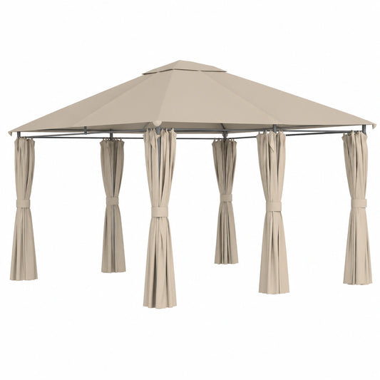 Gazebo da Giardino 4x3m con Pareti Removibili e Struttura in Metallo