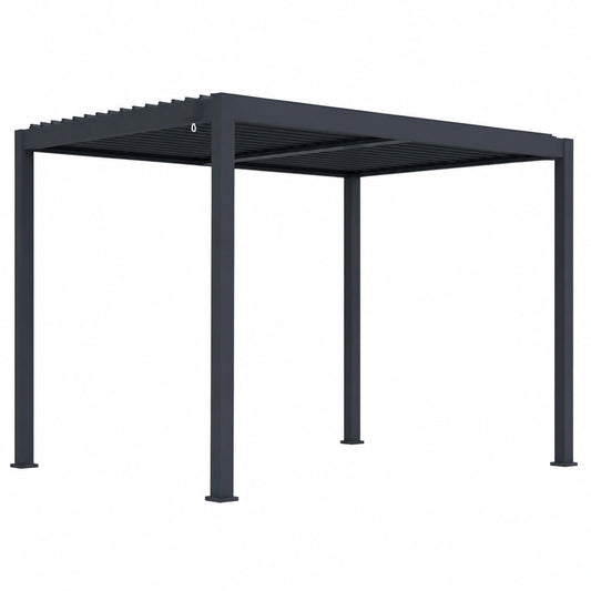 Pergola Bioclimatica Autoportante in Alluminio, 304x259x218 cm, Antracite - Lamelle Orientabili, Resistenza Vento 70 km/h, Kit Completo per Giardino e Terrazza