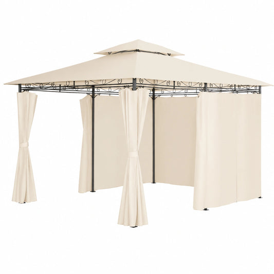 Tenda da Giardino Deluxe Impermeabile con Protezione UV e Teli Laterali, 400x300x265 cm - Crema