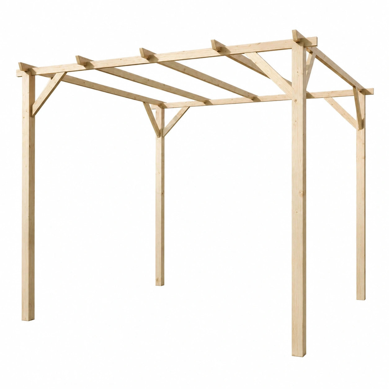Pergola in Legno 3x3 m per Esterni con Kit di Montaggio - Pino Massello Trattato - Altezza 247 cm
